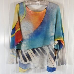 Bella Amore Made in Italy Women Top Size S Art to Wear Music Piano Teacher Artsy